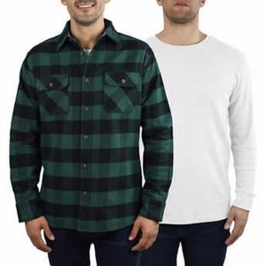Jachs Men’s Flannel Shirt + Thermal, 2-pack